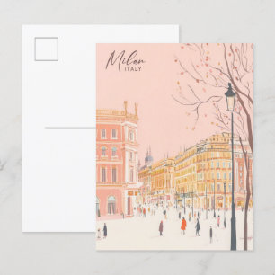 Milan Italy Gouache Paint Illustration Travel Postkarte