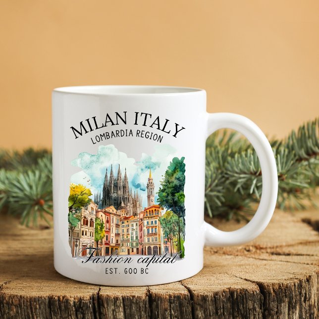 Milan Italy Lombardia Region Watercolor Landscape Kaffeetasse (Von Creator hochgeladen)