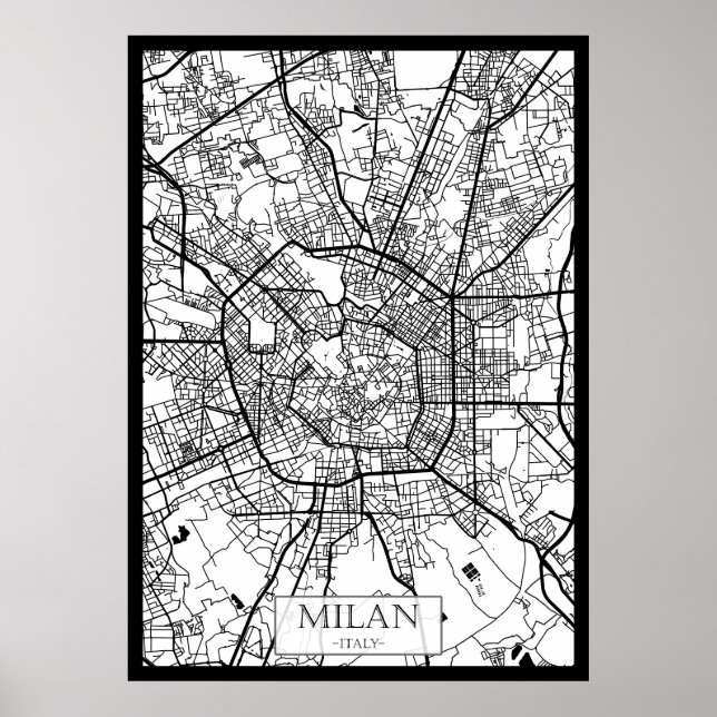 Milan Italy Map Poster (Vorne)