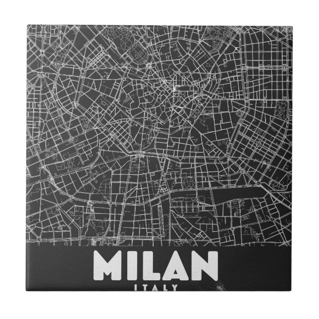 Milan Italy Retro Map Fliese (Vorderseite)