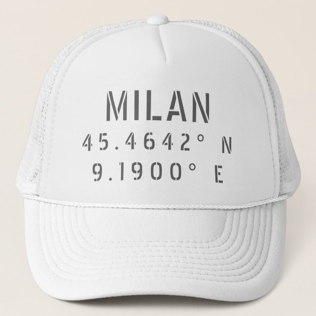 Milan Latitude Longitude Truckerkappe (Vorderseite)