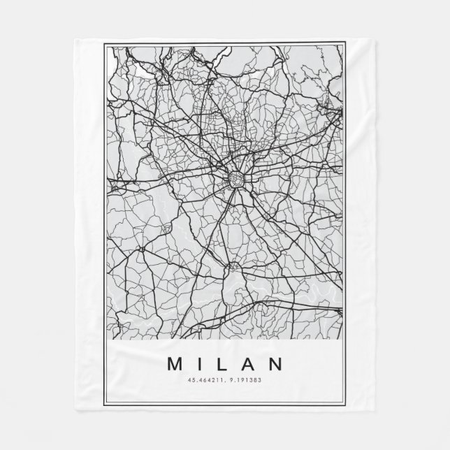 Milan Map Illustration Fleecedecke (Vorderseite)