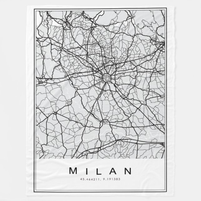 Milan Map Illustration Fleecedecke (Vorderseite)