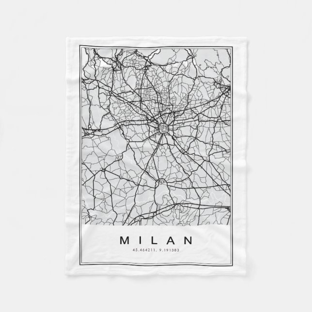Milan Map Illustration Fleecedecke (Vorderseite)