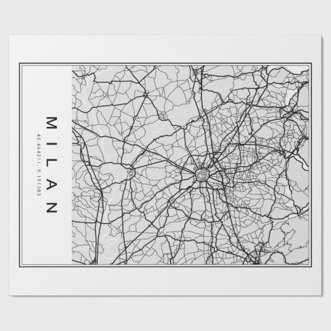 Milan Map Illustration Geschenkpapier (Flach)