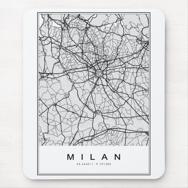 Milan Map Illustration Mousepad (Vorne)