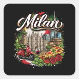 Milan Quadratischer Aufkleber