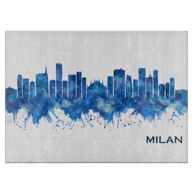Milan Skyline Blue Schneidebrett (Vorderseite)