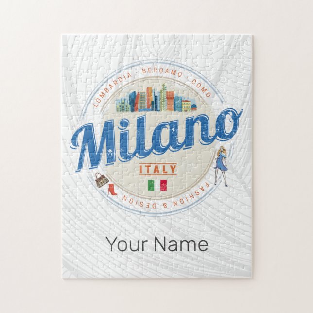 Milan Skyline Italien Vintag Fashion Lombardy Puzzle (Vertikal)