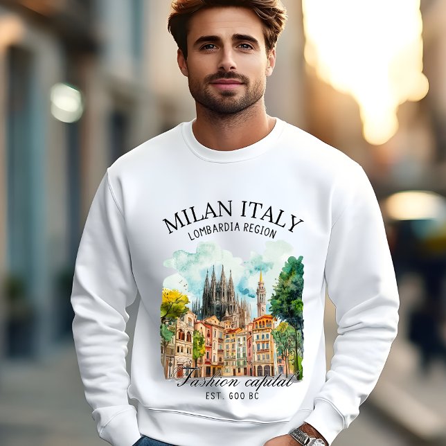Milan Watercolor Design – Italian Fashion City Sweatshirt (Von Creator hochgeladen)