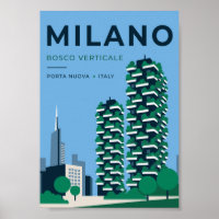 Milano Bosco Verticale Reiseplakat | Mailand Itali