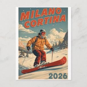 Milano Cortina 2026 Vintage Skigebiet Geschenke Postkarte
