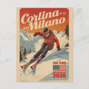 Milano Cortina 2026 Vintage Skigebiet Geschenke Postkarte