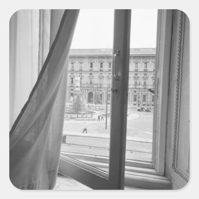 Milano Italien, Aussicht vom Opernfenster La Scala Quadratischer Aufkleber (Vorderseite)