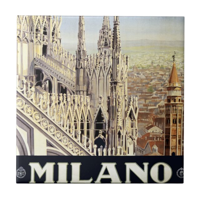 Milano Italien Gotische Kathedrale Duomo Vintage Fliese (Vorderseite)