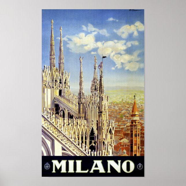 Milano Italien Vintage Reiseplaner restauriert Poster (Vorne)