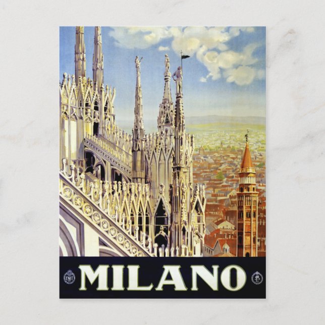 Milano Italien Vintage Reiseplaner restauriert Postkarte (Vorderseite)
