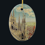 Milano Keramik Ornament<br><div class="desc">Vintages italienisches Reiseplakat für Milano,  Illustration aus den 20er Jahren,  das die gotische Dachlinie der Mailänder Kathedrale zeigt.</div>