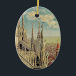 Milano Keramik Ornament<br><div class="desc">Vintages italienisches Reiseplakat für Milano,  Illustration aus den 20er Jahren,  das die gotische Dachlinie der Mailänder Kathedrale zeigt.</div>