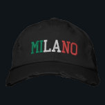 MILANO Mailand Italien Grün Weißrot Vintager Stil Bestickte Baseballkappe<br><div class="desc">MILANO "Mailand" Italienischer Stadtname bestickt mit Italien Flag Farben Grün Weiß und Rot auf Schwarz Vintagen Stil bedrückte Baumwollhut. Schenken Sie jedem,  der das schöne Land Italiens liebt,  ein wunderbares Geschenk!</div>