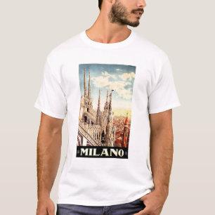 MILANO Mailand Kathedrale Vintag Italienisch Trave T-Shirt