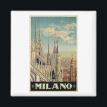 Milano Milano Italien Vintage Travel Magnet<br><div class="desc">Mailand Mailand Italien Vintage Reiseplakatkunst aus dem Goldenen Zeitalter des Reisens,  künstlerische Inspiration für landschaftliche Reiseziele auf der ganzen Welt. Geschenke</div>