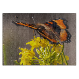 Milberts Tortoiseshell-Schmetterling Nah hoch Schneidebrett