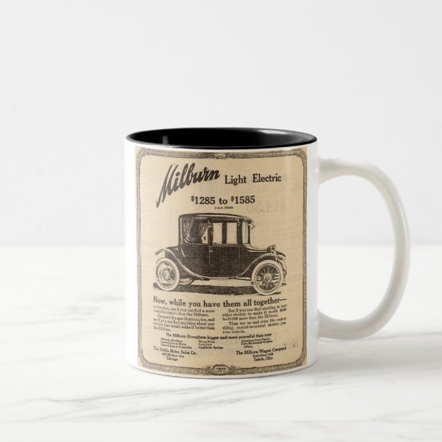 Milburn Anzeige 1915 elektrischen Autos Zweifarbige Tasse (Rechts)
