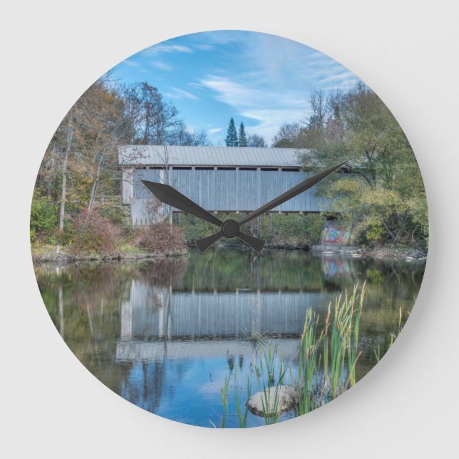 Milby Covered Bridge Große Wanduhr (Vorderseite)