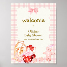 Milch & Cookie Gingham Winter Baby Dusche Willkomm Poster