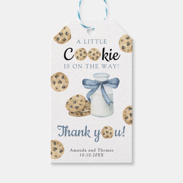 Milch & Cookies Baby-Dusche - Dankeschön Karte Geschenkanhänger (Vorderseite)