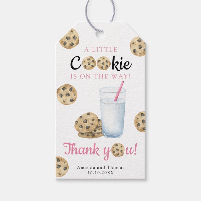 Milch & Cookies Baby-Dusche - Dankeschön Karte Geschenkanhänger (Vorderseite)