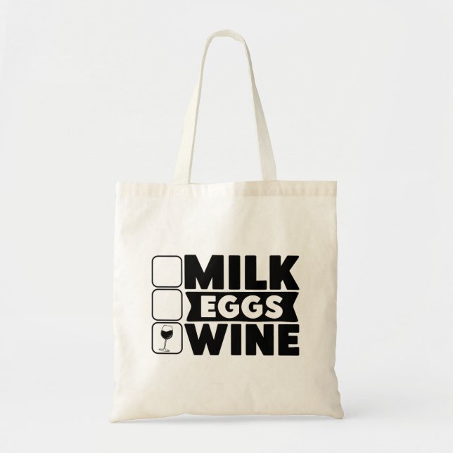Milch, Eier, Weinbeutel Tragetasche (Vorne)