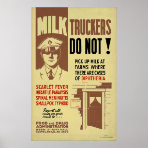 Milch-Fernlastfahrer FDA, die 1940 WPA Vintage Poster