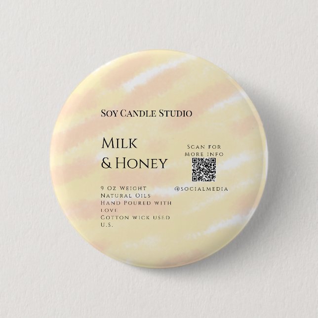 Milch Honigsoy-Kerzen-Geschäft hinzufügen q r Code Button (Vorderseite)