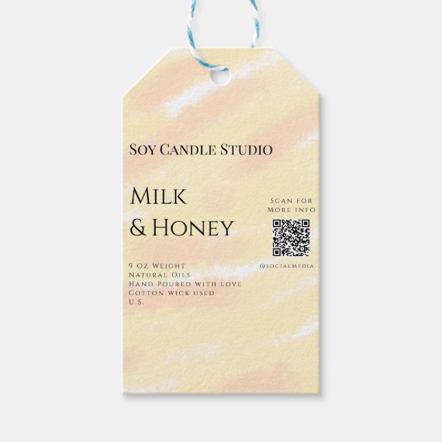 Milch Honigsoy-Kerzen-Geschäft hinzufügen q r Code Geschenkanhänger (Vorderseite)