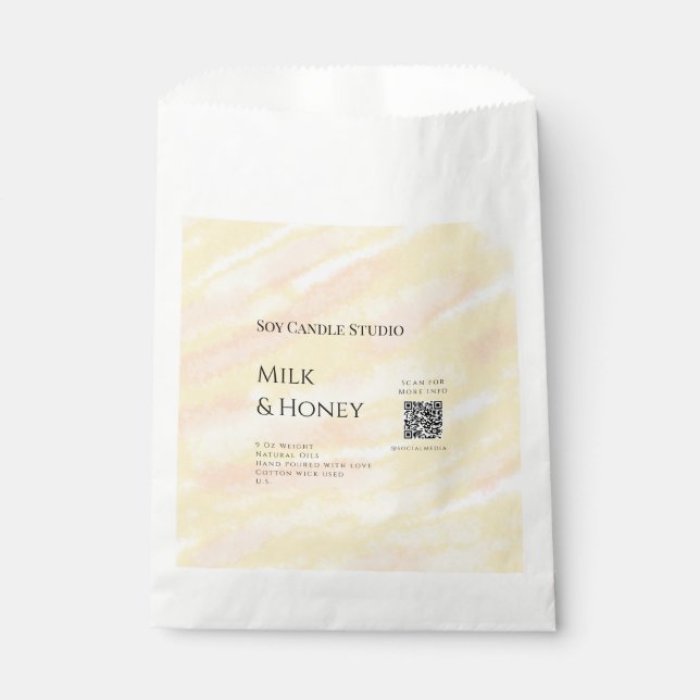 Milch Honigsoy-Kerzen-Geschäft hinzufügen q r Code Geschenktütchen (Vorderseite)