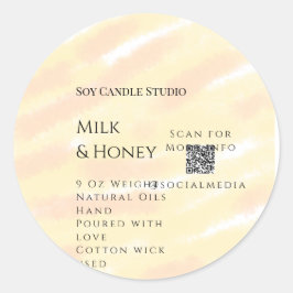 Milch Honigsoy-Kerzen-Geschäft hinzufügen q r Code Runder Aufkleber