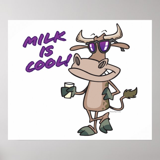 Milch ist cooler niedlicher Kuh-Cartoon Poster (Vorne)