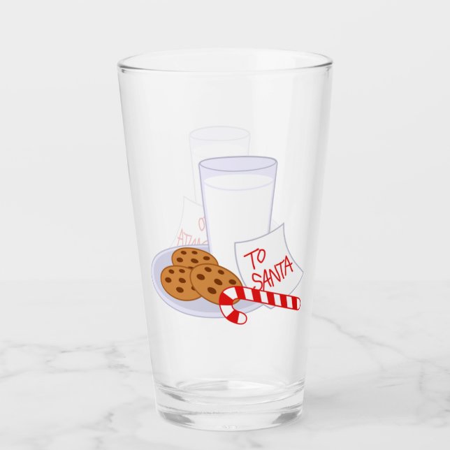 Milch, Kekse und Bonbons des Weihnachtsmanns Glas (Vorderseite)