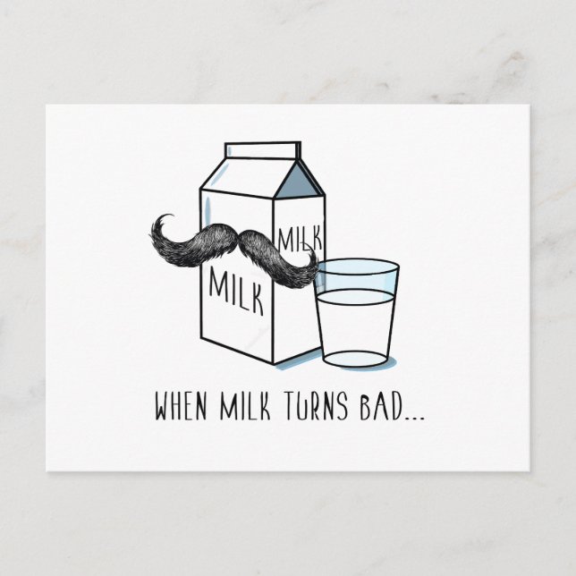Milch & Mustache Funny Postcard Postkarte (Vorderseite)