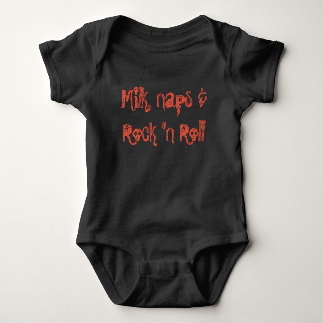 Milch, Nickerchen und Rock'N Roll Baby Jersey Body Strampler (Vorderseite)