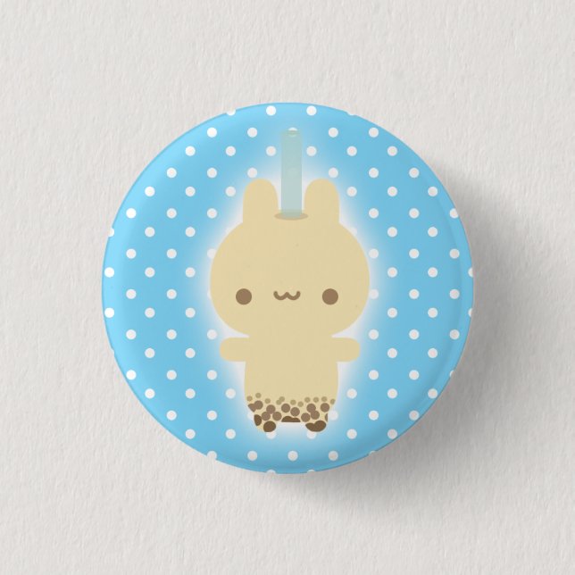 Milch-Tee-Häschen-Knopf Button (Vorderseite)