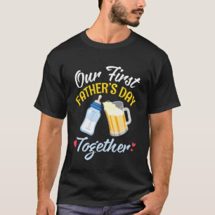 Milch Und Bier Neuer Papa Baby Unser Erster Vatert T-Shirt