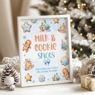 Milch und Cookie Blue Christmas Geburtstagsparty Poster