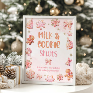 Milch und Cookie Pink Weihnachten Geburtstagsparty Poster
