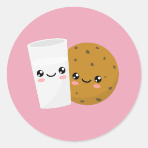 Milch und Cookie Runder Aufkleber