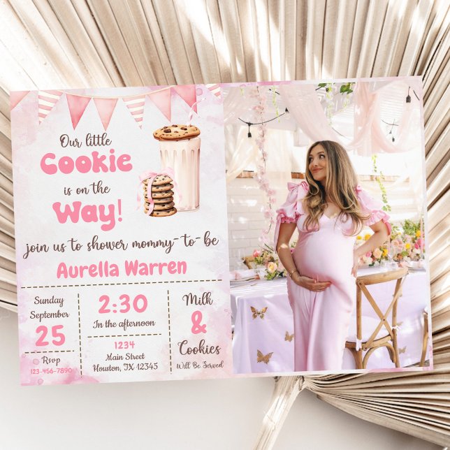 Milch und Cookies Baby Girl Shower Party Foto Einladung (Von Creator hochgeladen)