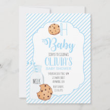 Milch und Cookies blaue Babydusche