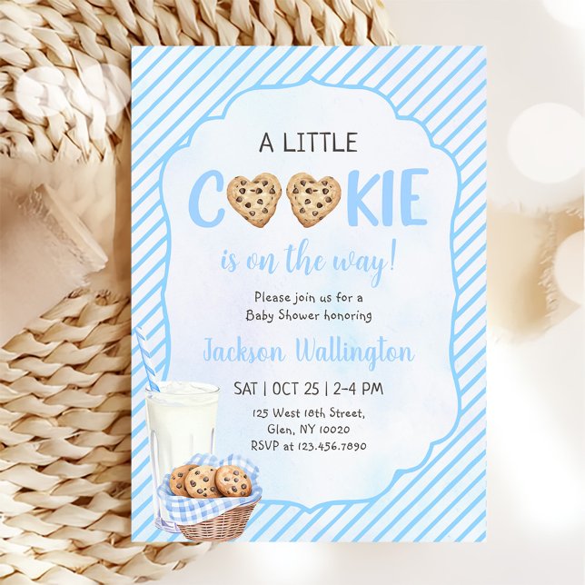 Milch und Cookies Blue Baby Boy Dusche Party Einladung (Von Creator hochgeladen)